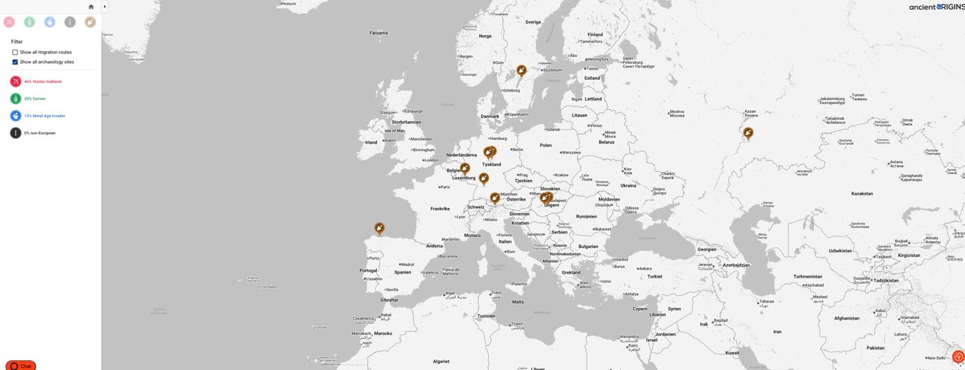 Ancient Origins map of archaeological sites